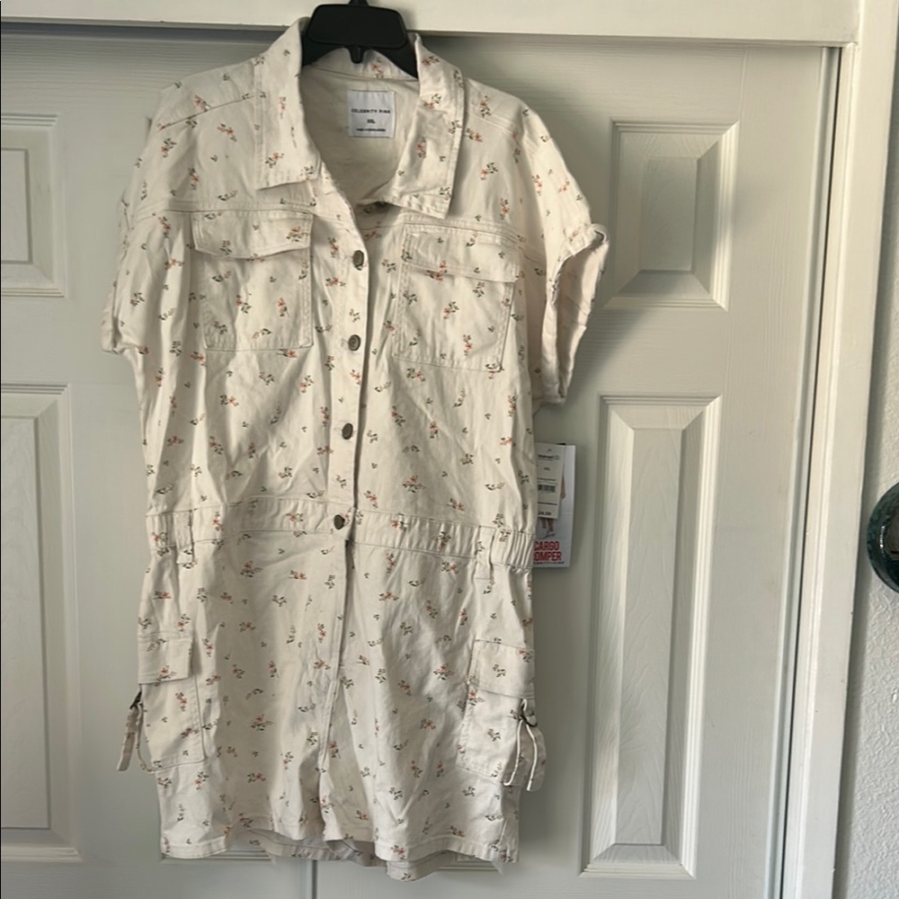 Celebrity Pink Cream and Pink Jumpsuit with Floral Embroidery
